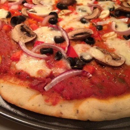 pizza, date, night, tinder, mushrooms, dinner, recipe, homemade, onion, garlic, italian, easy